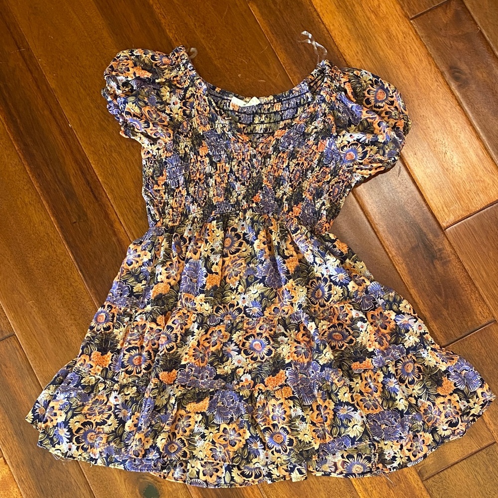 Angie Kids Floral Dress in Purple and Orange